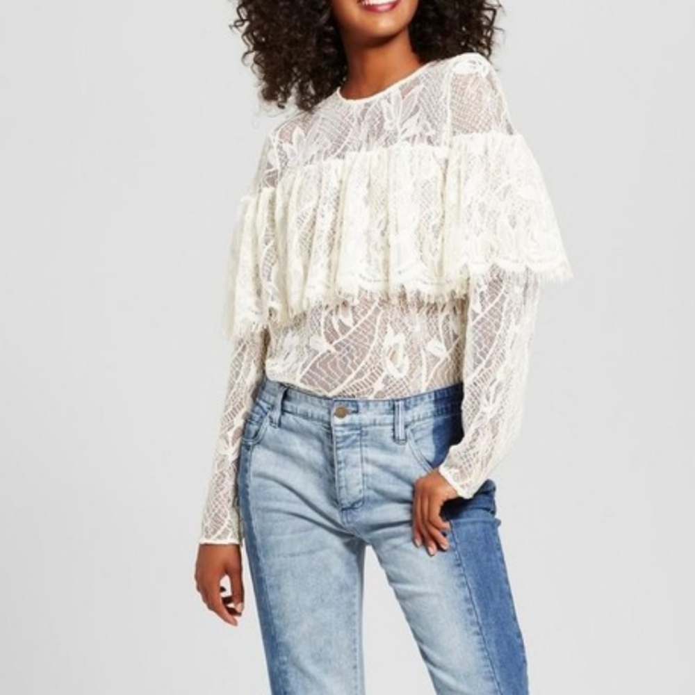 WHO WHAT WEAR LACE PULLOVER TOP (227)